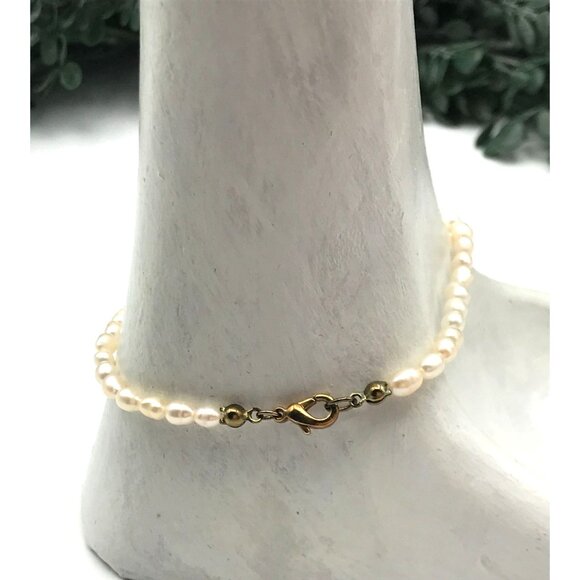 Vintage style Freshwater Pearl Bracelet With Gold tone 7" length - Picture 4 of 4